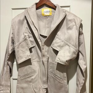 Colovre Beige Zip-Up Romper